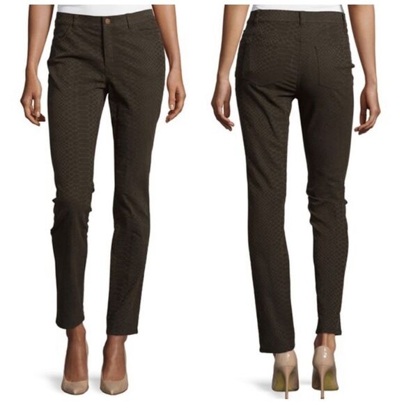 Lafayette 148 Snakeskin Slim Leg Jacquard Jeans - Picture 2 of 13